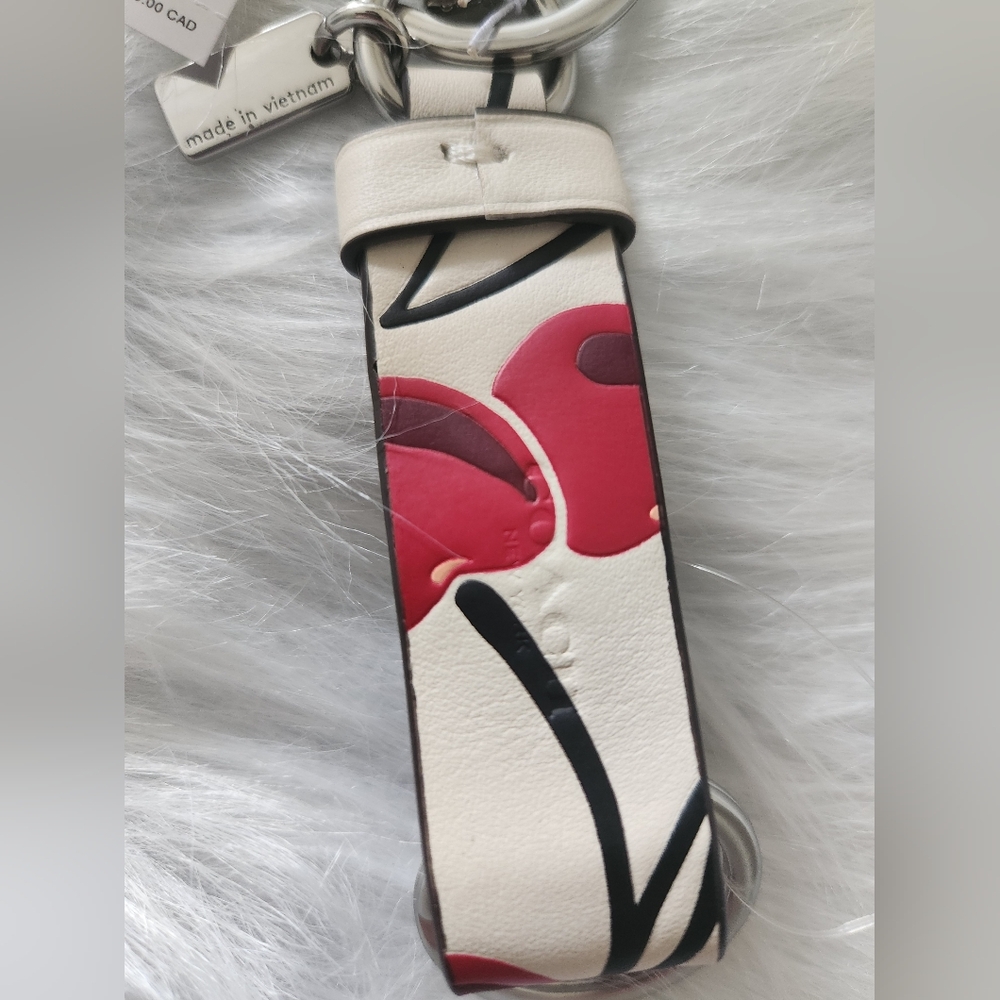 COACH TRIGGER SNAP BAG CHARM Key Chain CHERRY PRINT - Picture 5 of 6